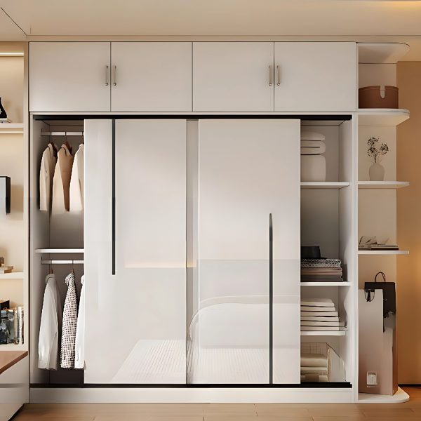 Tủ Quần Áo Gỗ Công Nghiệp MDF Cánh Mở Màu Trắng - TAM01 - Hình ảnh 3