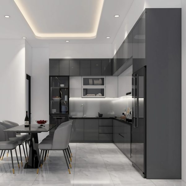 Tủ Bếp MDF Lõi Xanh Màu Xám Chì Sang Trọng - Hình ảnh 2