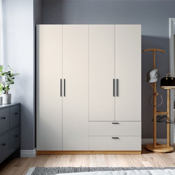 Tủ Quần Áo Gỗ Công Nghiệp MDF Cánh Mở Màu Trắng