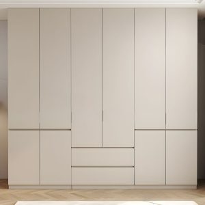 Tủ Quần Áo Gỗ Công Nghiệp MDF Màu Trắng Thanh Lịch - M044