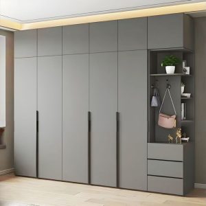Tủ Quần Áo Gỗ MDF Kết Hợp Kệ Trang Trí Hiện Đại M054