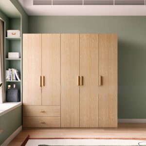 Tủ Quần Áo Gỗ MDF Màu Vàng Vân Gỗ Hiện Đại, Tinh Tế M060