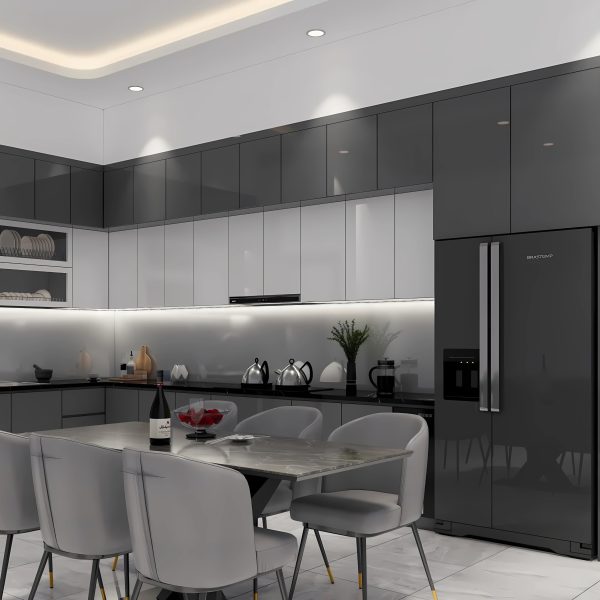Tủ Bếp MDF Lõi Xanh Màu Xám Chì Sang Trọng