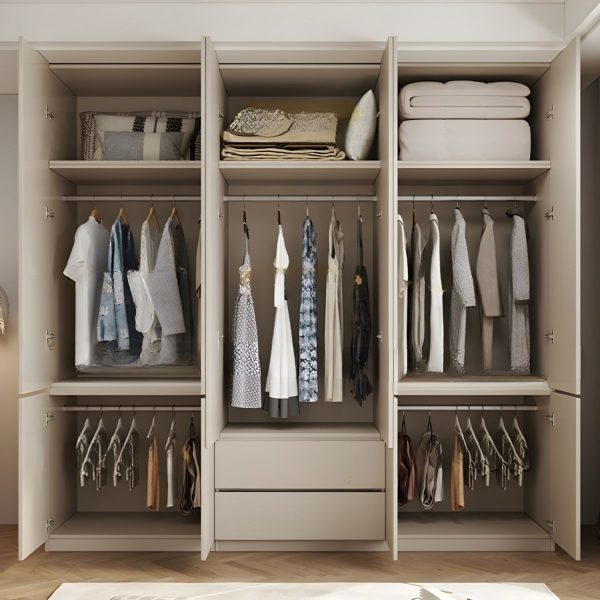 Tủ Quần Áo Gỗ Công Nghiệp MDF Màu Trắng Thanh Lịch - M044 - Hình ảnh 4