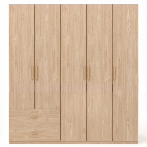 Tủ Quần Áo Gỗ MDF Màu Vàng Vân Gỗ Hiện Đại, Tinh Tế M060 - Hình ảnh 3