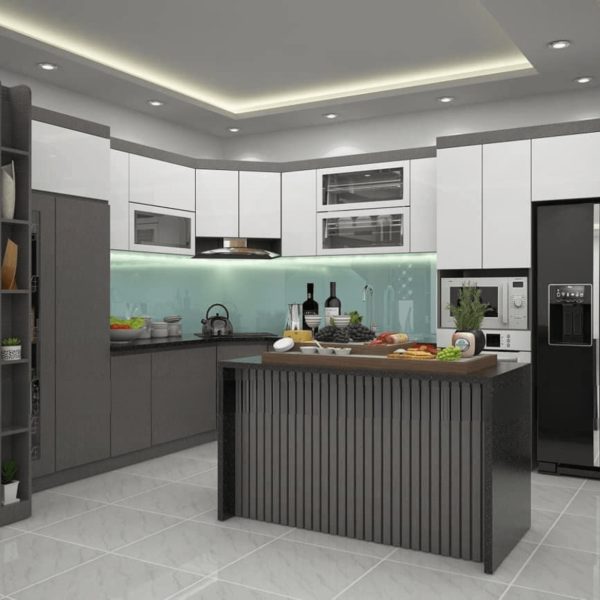 Tủ Bếp MDF Phủ Melamine Lõi Xanh Có Kệ Trang Trí - Hình ảnh 2