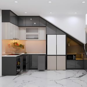 Tủ bếp MDF Phối Màu Thanh Lịch Và Thiết Kế Tối Ưu