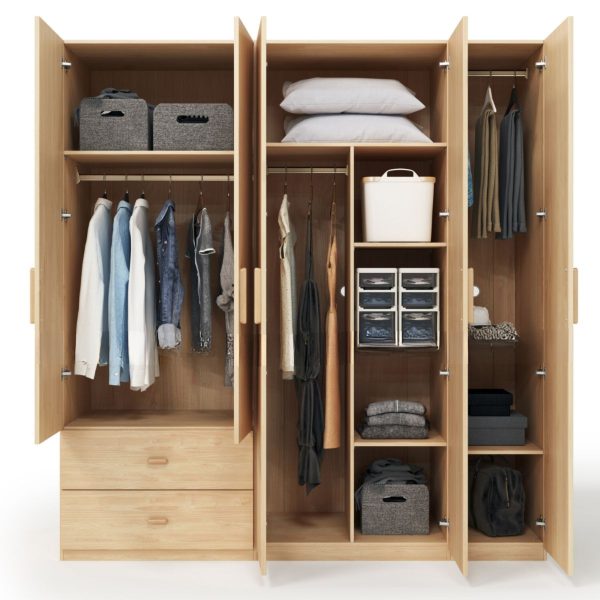Tủ Quần Áo Gỗ MDF Màu Vàng Vân Gỗ Hiện Đại, Tinh Tế M060 - Hình ảnh 2