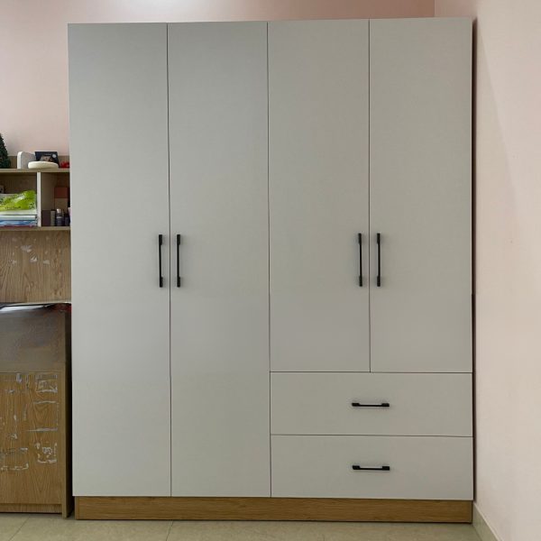 Tủ Quần Áo Gỗ Công Nghiệp MDF Cánh Mở Màu Trắng - Hình ảnh 2