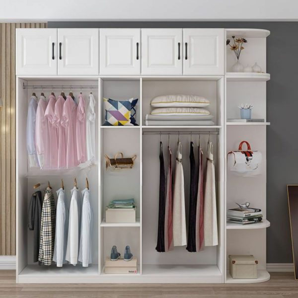 Tủ Quần Áo Gỗ Công Nghiệp MDF Tân Cổ Điển Màu Trắng M033 - Hình ảnh 4