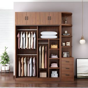 Tủ Áo Cửa Lùa Kịch Trần Gỗ MDF Melamine Màu Óc Chó Tinh Tế