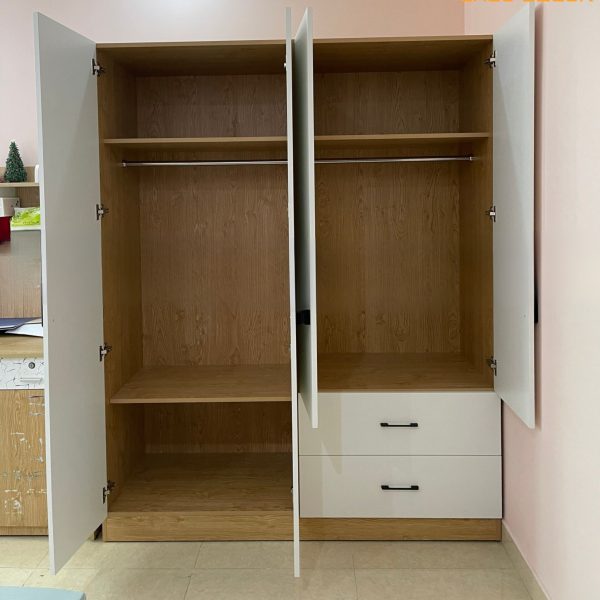Tủ Quần Áo Gỗ Công Nghiệp MDF Cánh Mở Màu Trắng - Hình ảnh 3