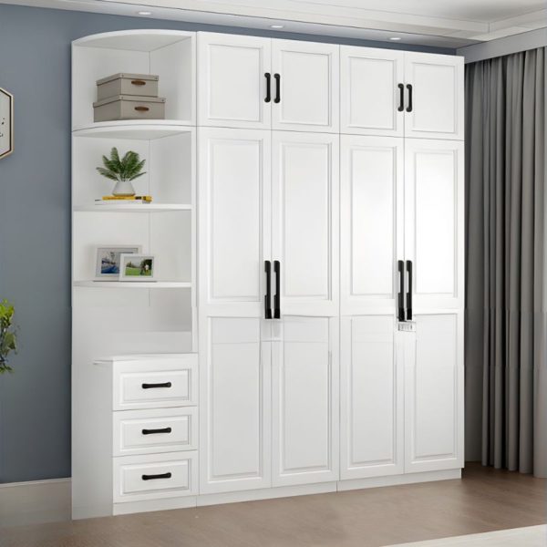 Tủ Quần Áo Gỗ Công Nghiệp MDF Tân Cổ Điển Màu Trắng M033 - Hình ảnh 3