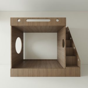 Giường Tầng Gỗ MDF Màu Óc Chó