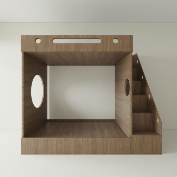 Giường Tầng Gỗ MDF Màu Óc Chó