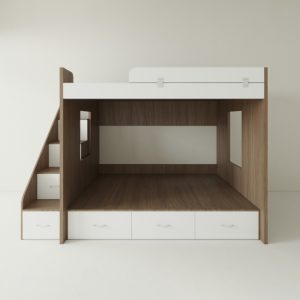 Giường Tầng Gỗ MDF Kèm Tủ Quần Áo