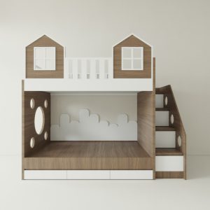 Giường Tầng Gỗ MDF Kết Hợp Tủ